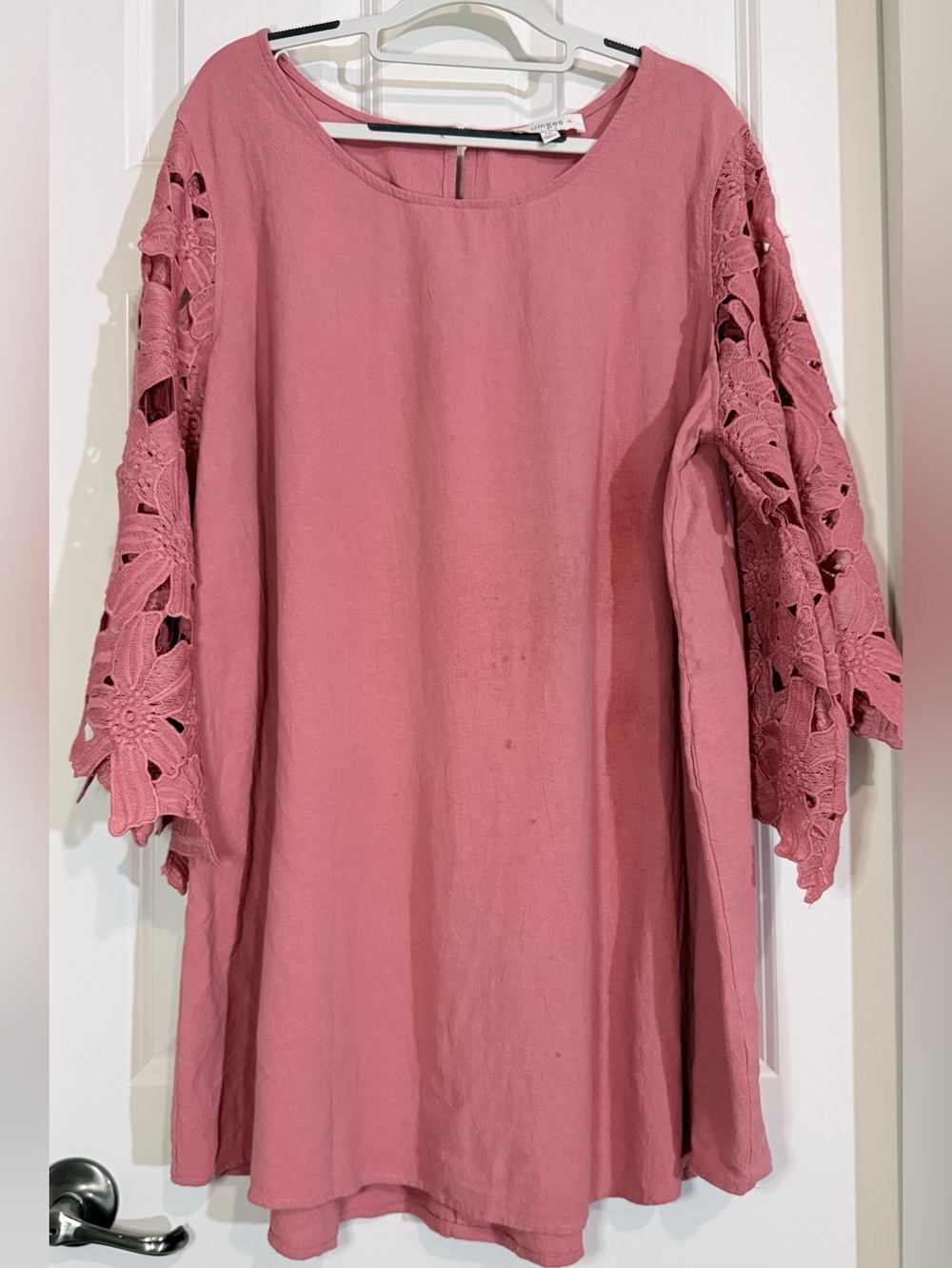 Umgee Dusty Rose Round Neck Tunic Dress